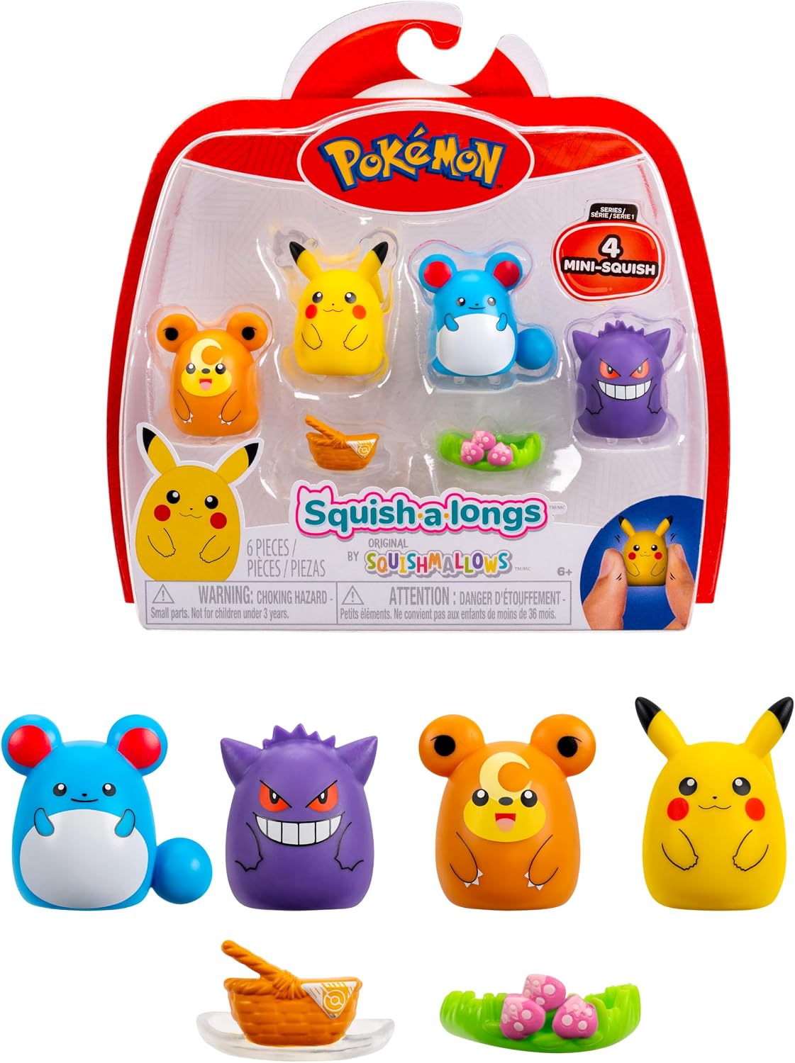 Squish-a-longs Pokemon Pikachu 4 Pack