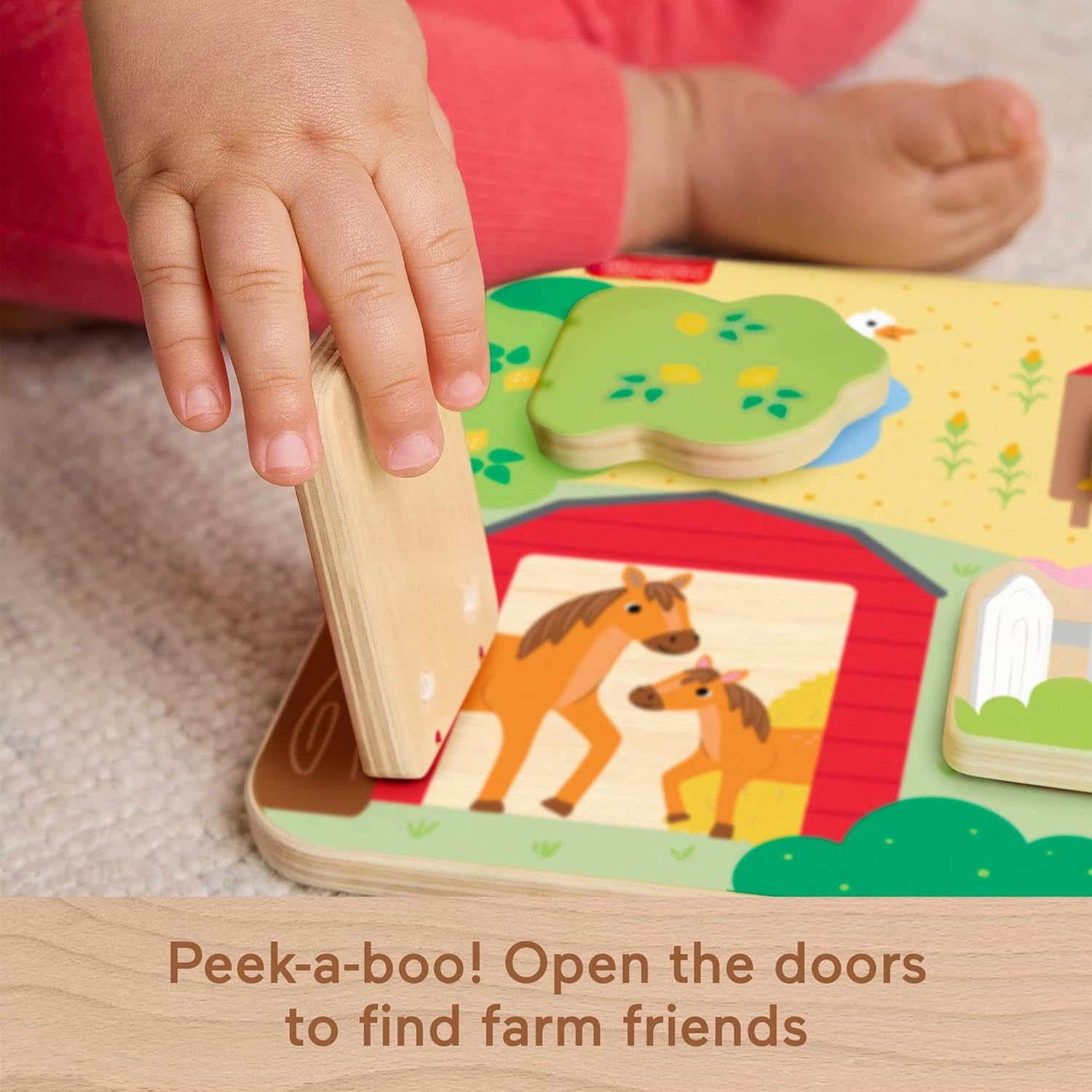 Fisher Price Wooden Peek a Boo Farm Animal Board