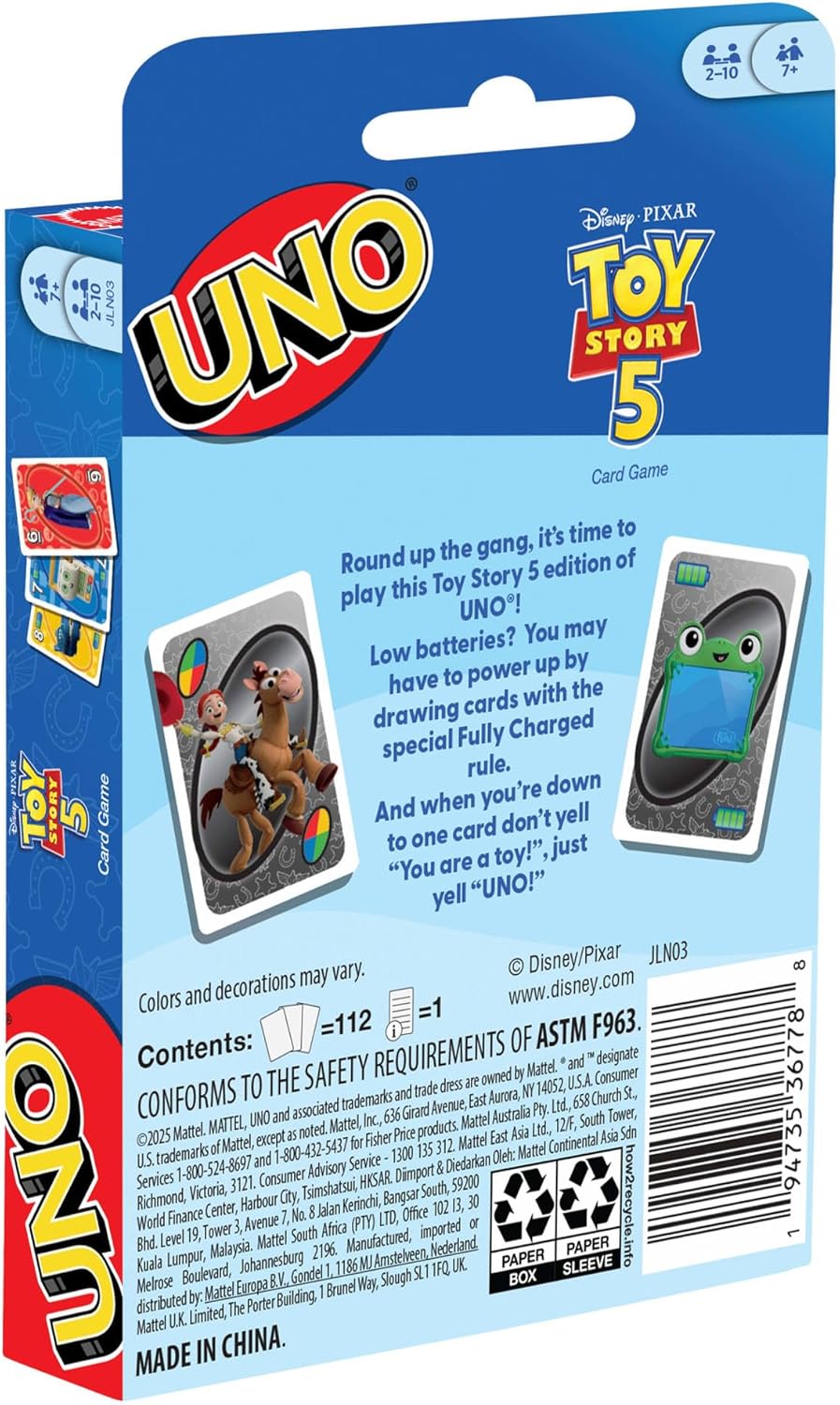Uno Toy Story 5 Card Game
