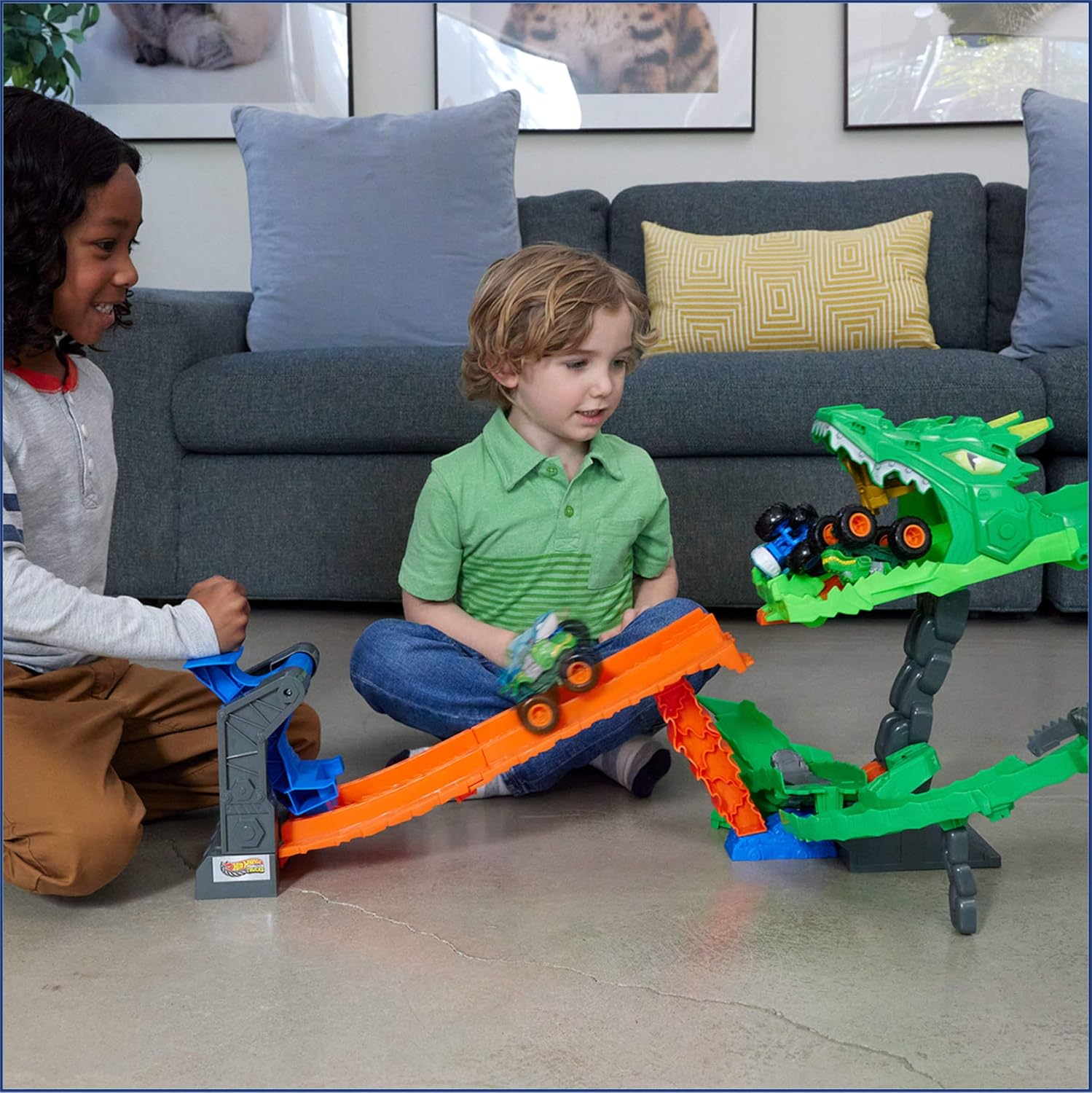 Hot Wheels Monster Trucks Sharks vs. Dinos Dragon Demolition Playset