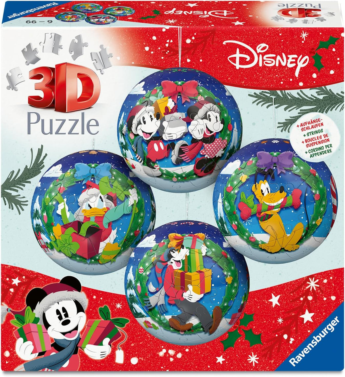 Disney Christmas Baubles 4x 54 piece 3D Jigsaw Puzzle