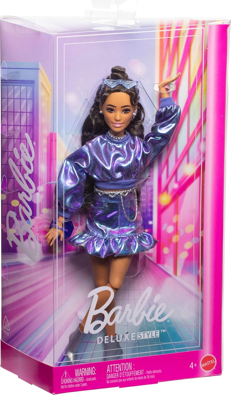 Barbie Deluxe Style Fashion Doll in Blue/Purple Shimmer Outfit