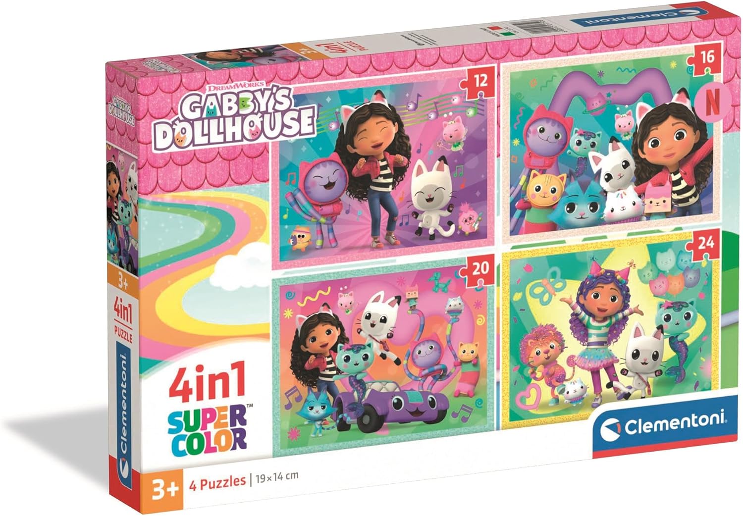 Clementoni Gabbys Dollhouse 4 in 1 Puzzle