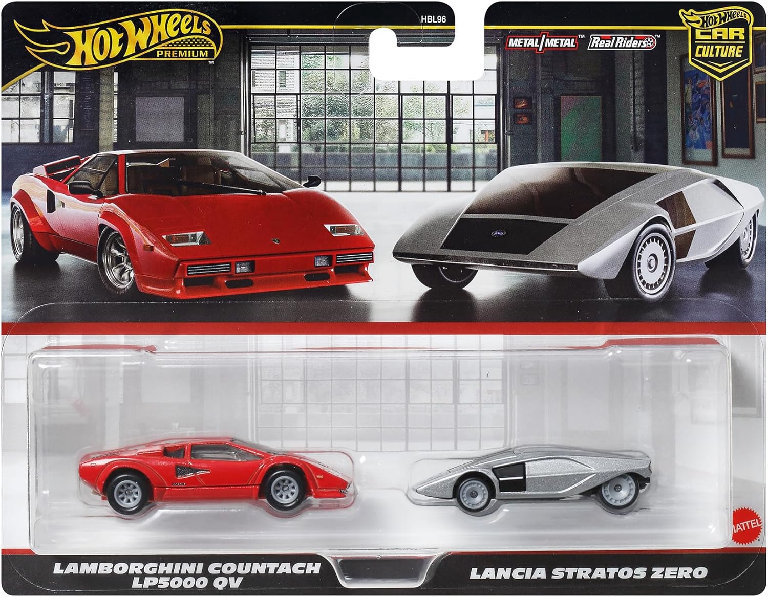 Hot Wheels Premium Car Culture Lamborghini Countach LP5000 QV & Lancia Stratos Zero