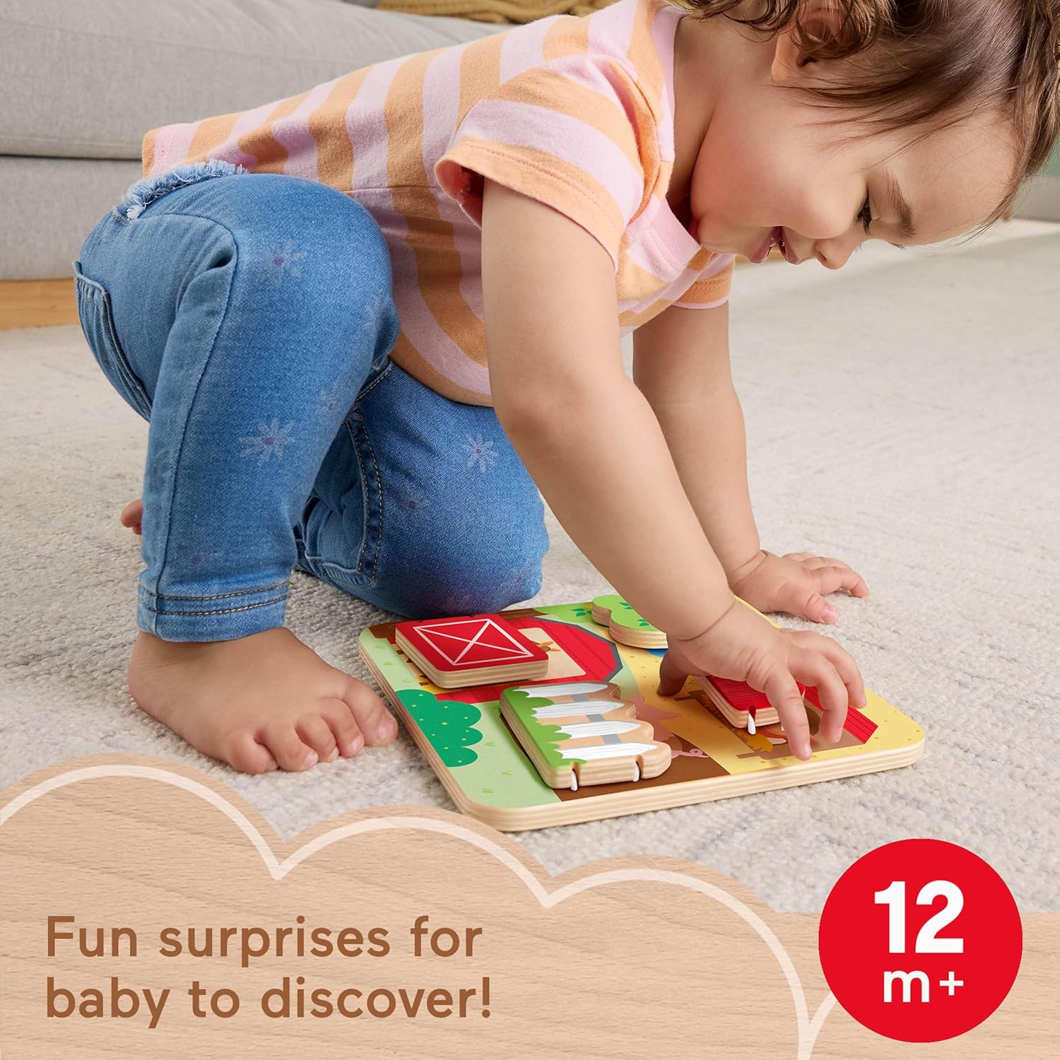 Fisher Price Wooden Peek a Boo Farm Animal Board