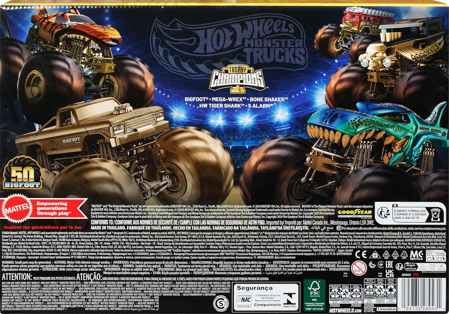 Hot Wheels Monster Trucks Trophy Champions Multipack