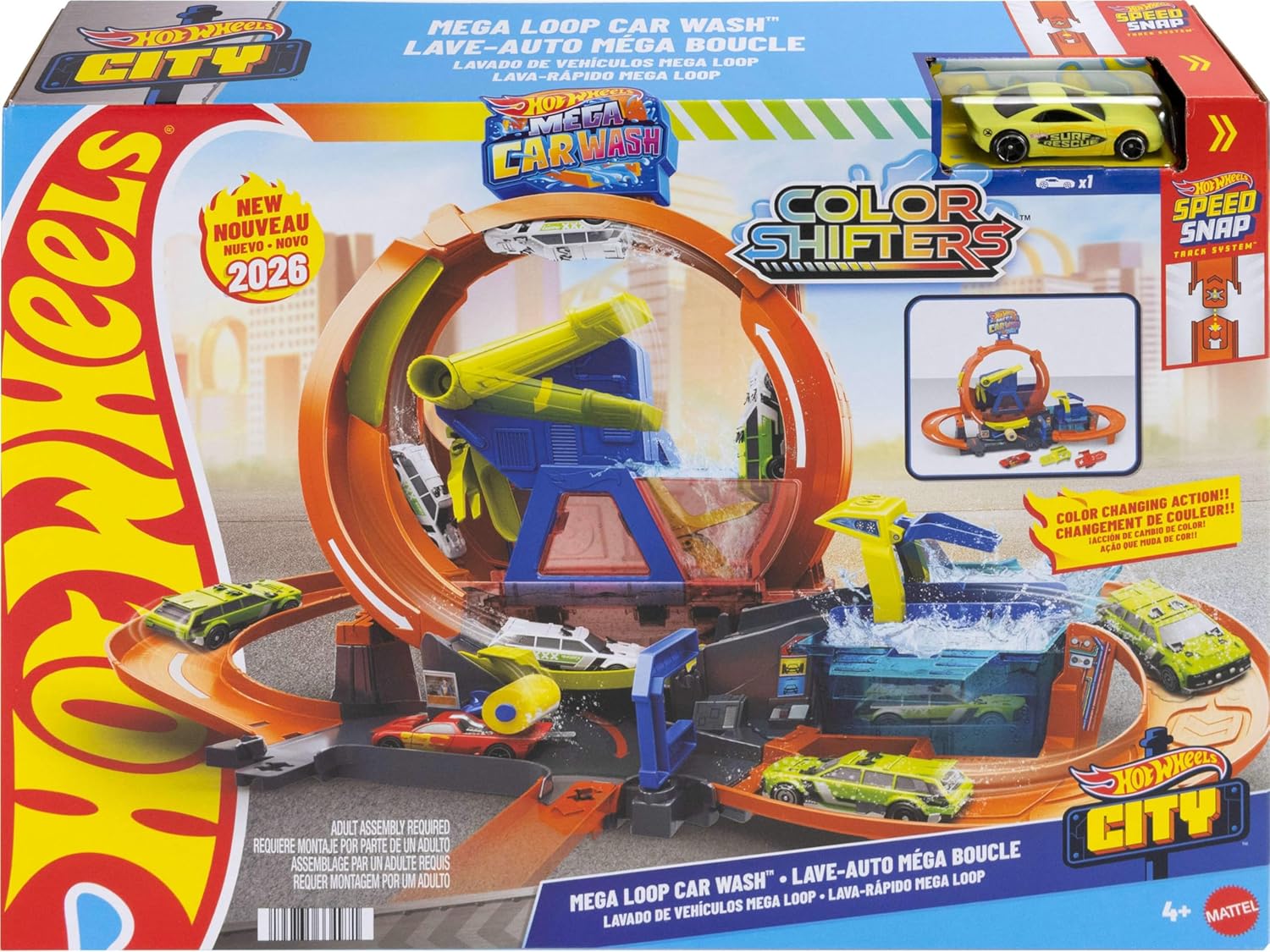 Hot Wheels City Mega Loop Car Wash Playset