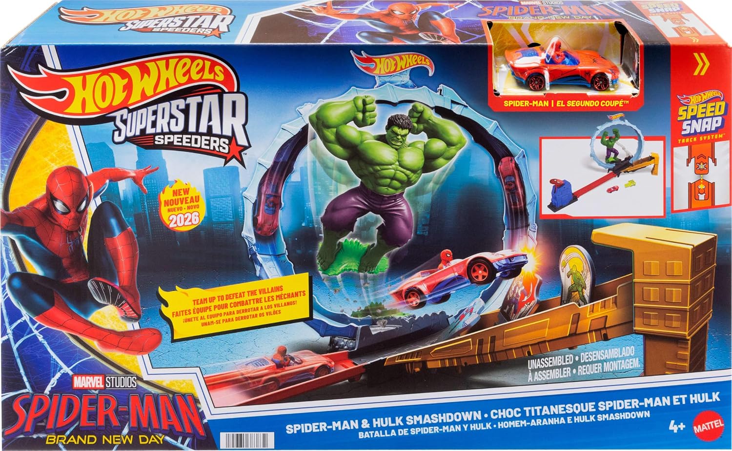Hot Wheels Superstar Speeders Spiderman vs. The Hulk Playset