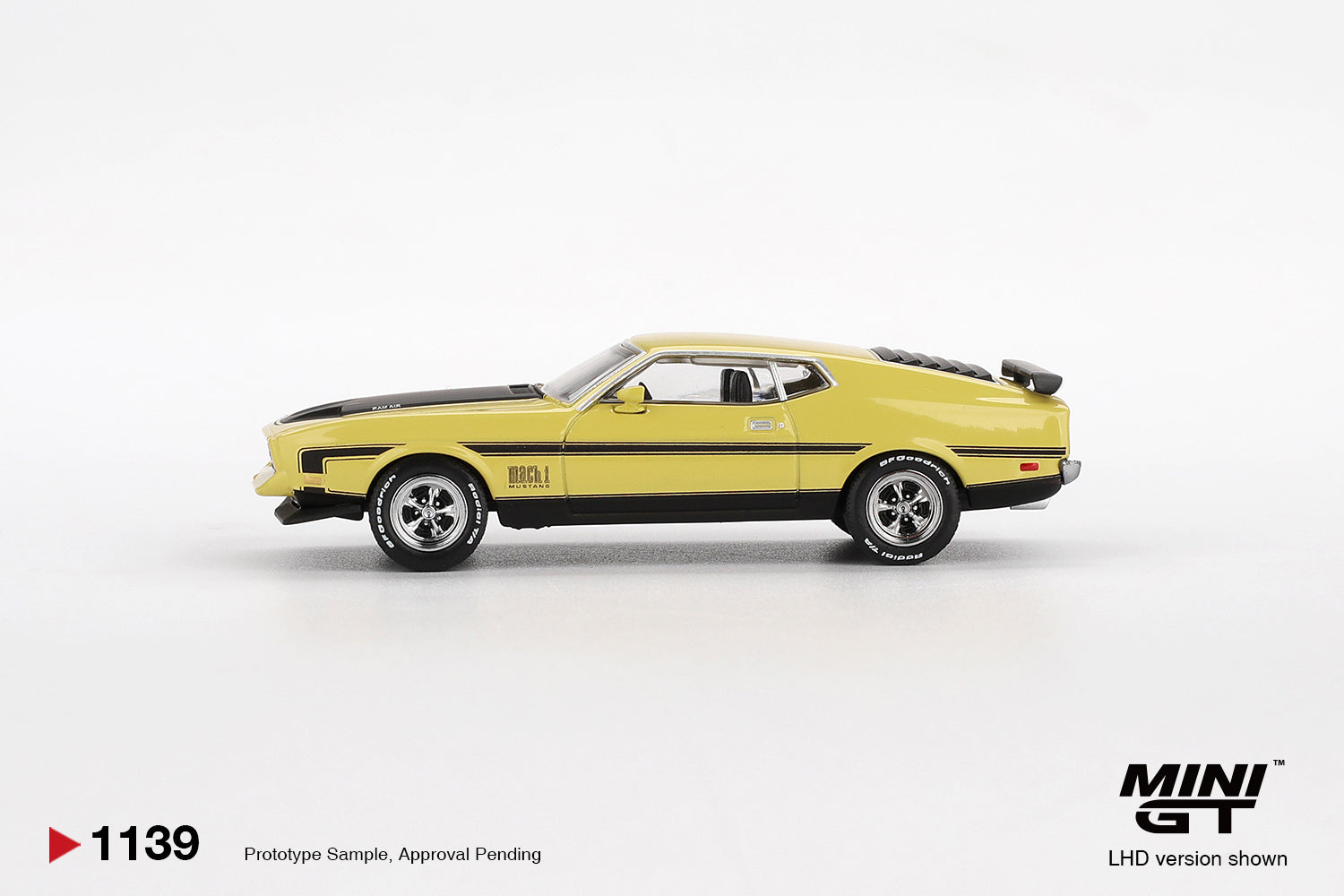 Mini GT Ford Mustang Mach1 Grabber Yellow (LHD) 1:64 Scale