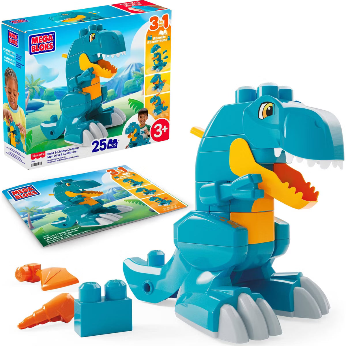 Mega Bloks 3-in-1 Build & Chomp Dino Set