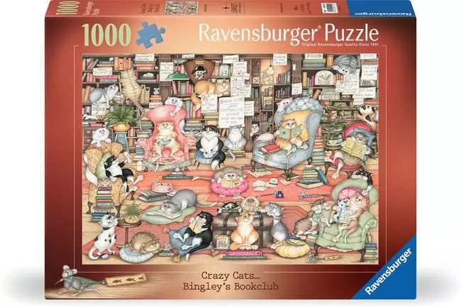 Crazy Cats Bookclub 1000 Piece Jigsaw Puzzle