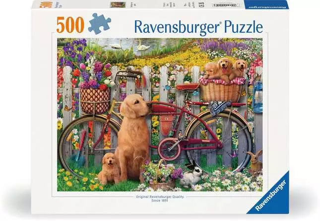 Cute dogs in the garden 500 Piece Jigsaw Puzzle
