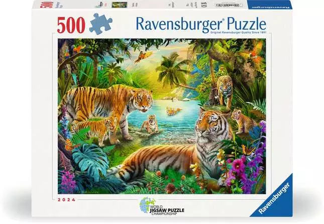 Tiger Family in the Oasis 500 Piece Jigsaw