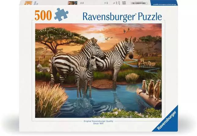 Zebras at the Waterhole 500 Piece Jigsaw Puzzle