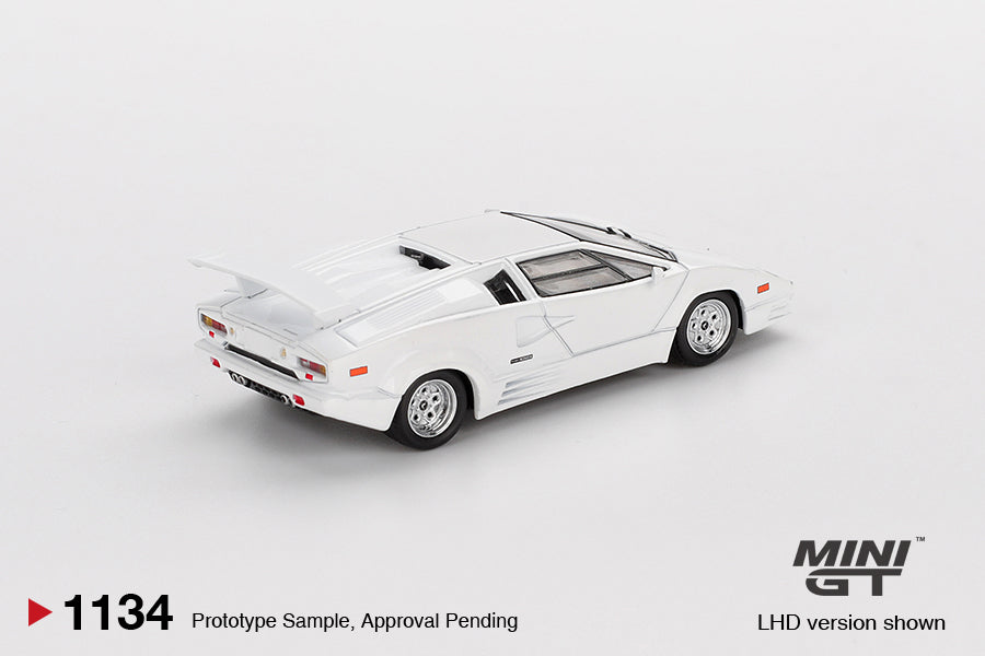 Mini GT Lamborghini Countach 25th Anniversary White (LHD) 1:64 Scale