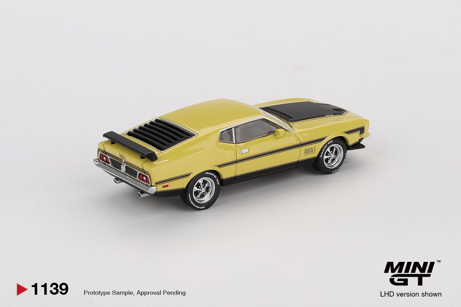 Mini GT Ford Mustang Mach1 Grabber Yellow (LHD) 1:64 Scale