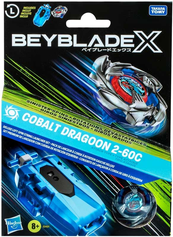 Beyblades Beyblade X Cobalt Dragoon 2-60C Deluxe String Launcher