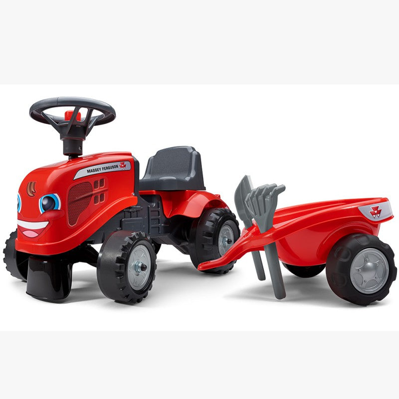 Baby Massey Ferguson Ride-on Tractor With Trailer, Rake & Shovel