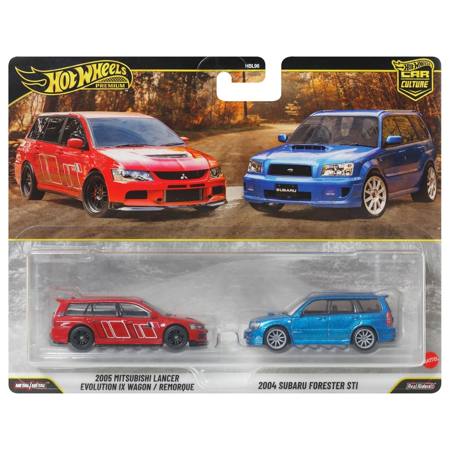 Hot Wheels Premium Car Culture 2 Pack 1:64 2005 Mitsubishi Lancer & 2004 Subaru Forester
