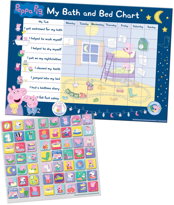 Peppa Pig Bed & Bathtime Reward Chart & Stickers