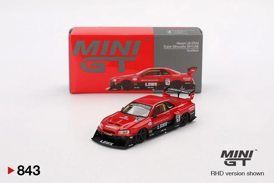 Mini GT Nissan LB-ER34 Super Silhouette Skyline Red/Black 1:64 Scale Die Cast Model