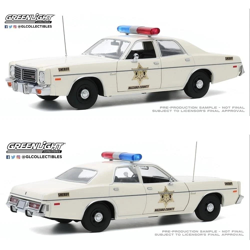 Greenlight 1975 Hazzard County Sheriff Dodge Coronet 1:18 Die Cast