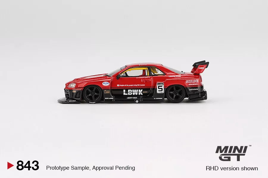 Mini GT Nissan LB-ER34 Super Silhouette Skyline Red/Black 1:64 Scale Die Cast Model