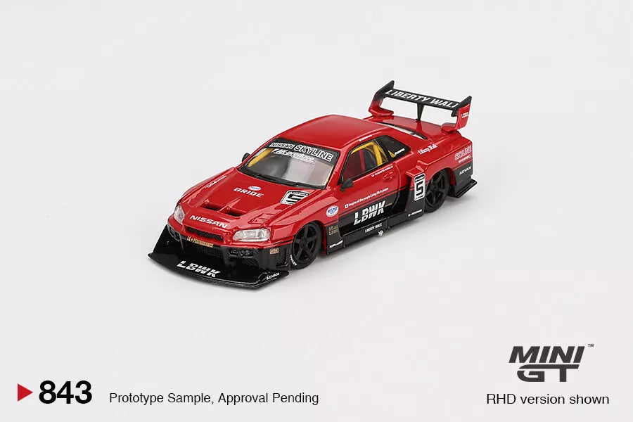 Mini GT Nissan LB-ER34 Super Silhouette Skyline Red/Black 1:64 Scale Die Cast Model