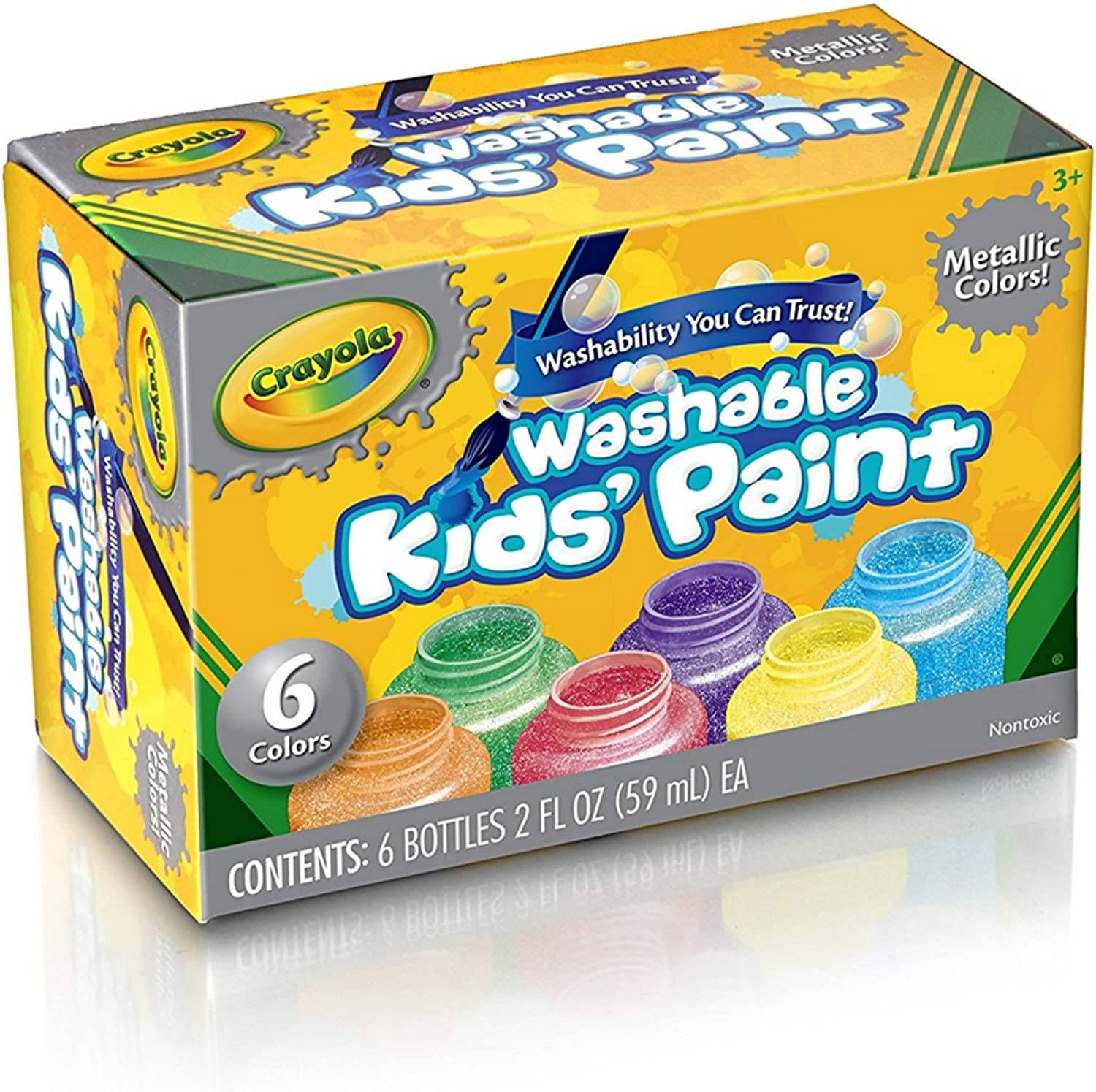 Crayola Kids' Paint, Washable, 3+ - 6 pack, 2 fl oz bottles