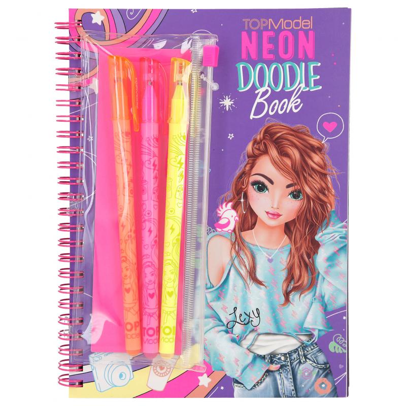 TOPModel Neon Doodle Book With Neon Pen Set
