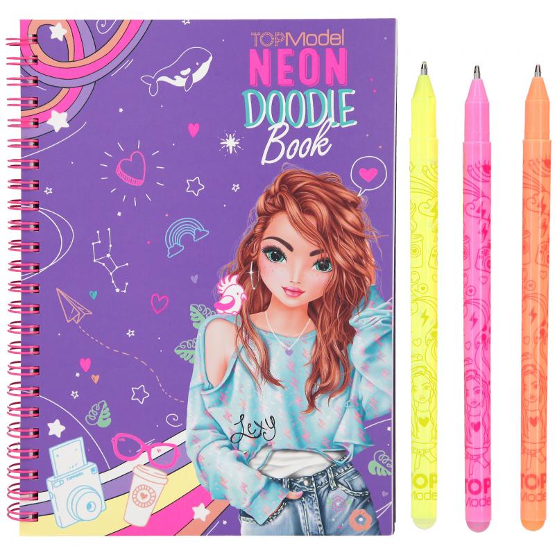 TOPModel Neon Doodle Book With Neon Pen Set
