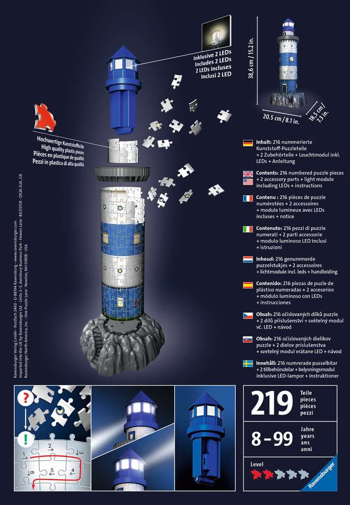 Ravensburger Lighthouse Light Up 216 pce 3D puzzle