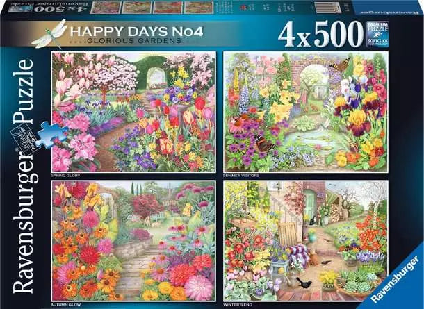 Happy Days Glorious Gardens 4x 500 Piece Jigsaw