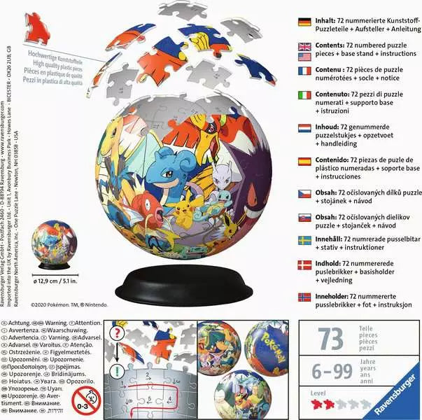 Pokemon 3D PokeBall 72 piece Puzzle