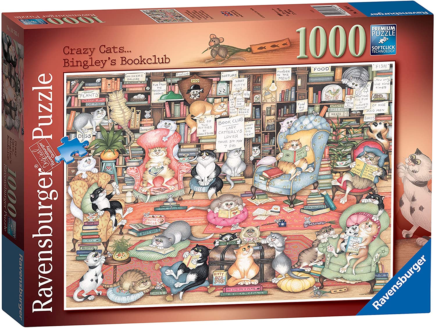 Crazy Cats Bookclub 1000 Piece Jigsaw Puzzle