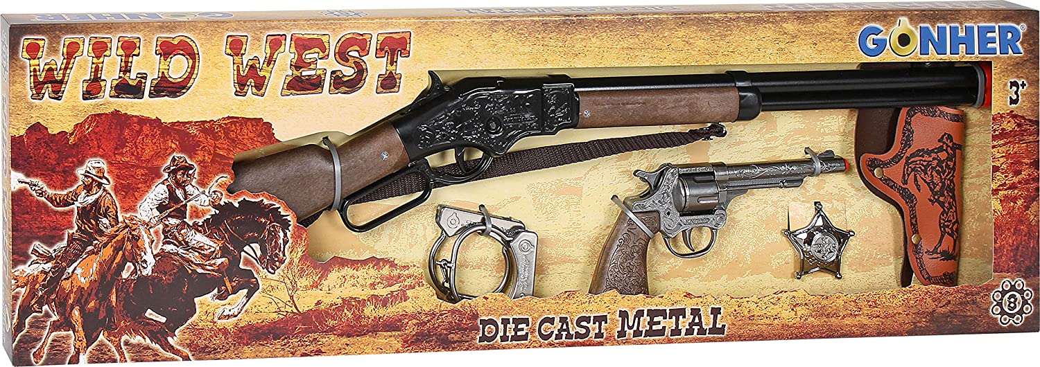 Gonher Toy Cowboy Rifle & Pistol Set 8 Shot
