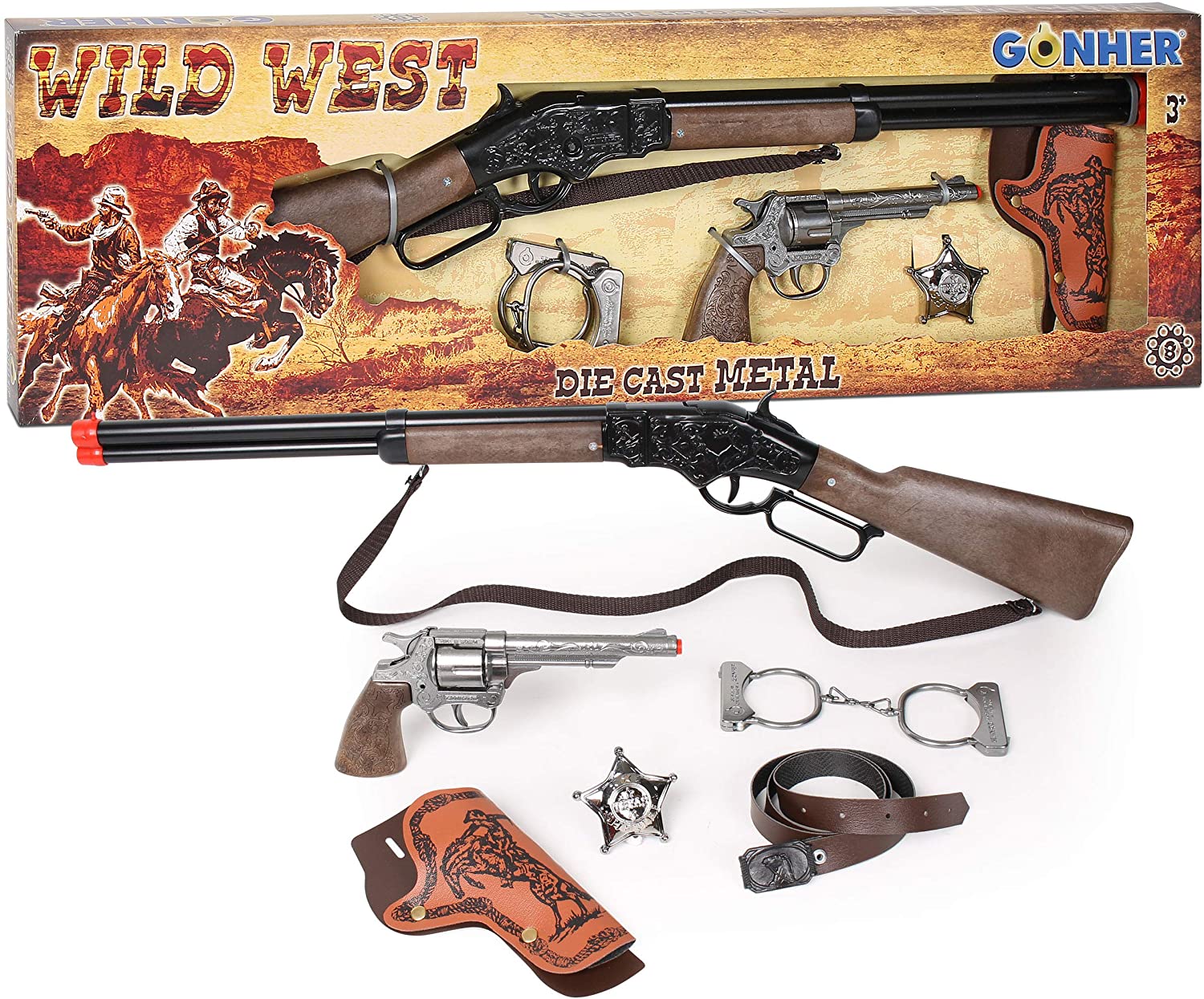 Gonher Toy Cowboy Rifle & Pistol Set 8 Shot