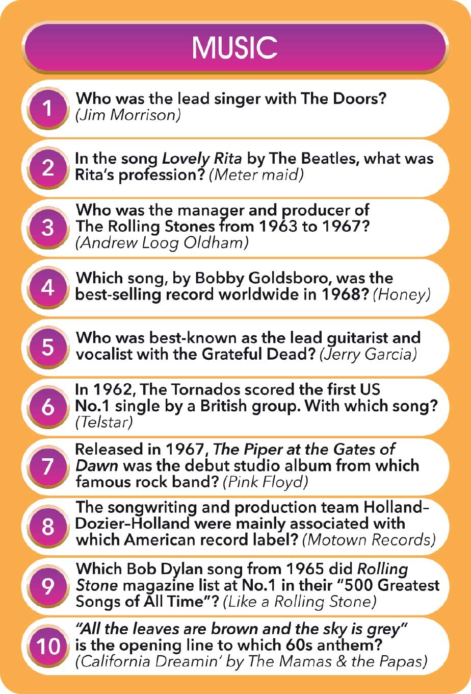 Top Trivia Decades - 60s