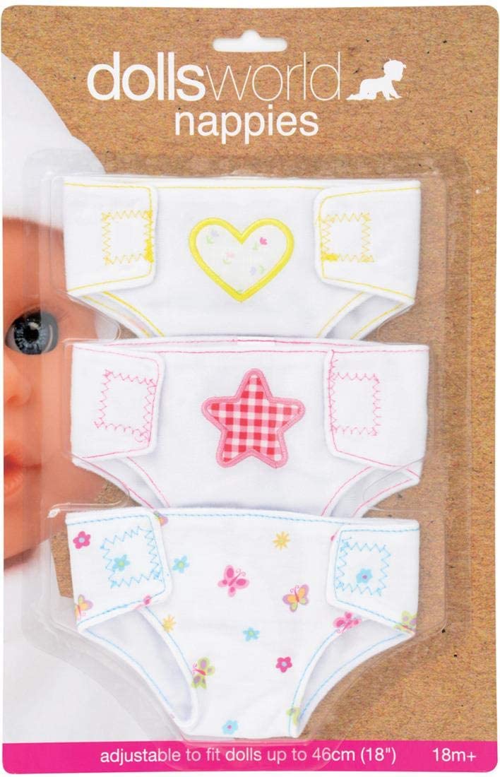 Dolls World Fabric Nappies 3Pk