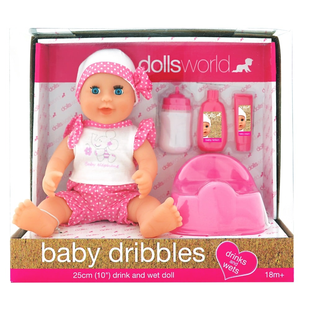 Dolls World Baby Dribbles 10In Gift