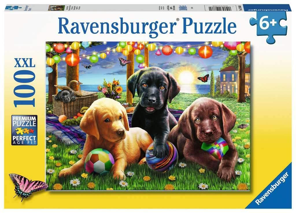 Puppy Picnic 100 Piece Jigsaw Puzzle