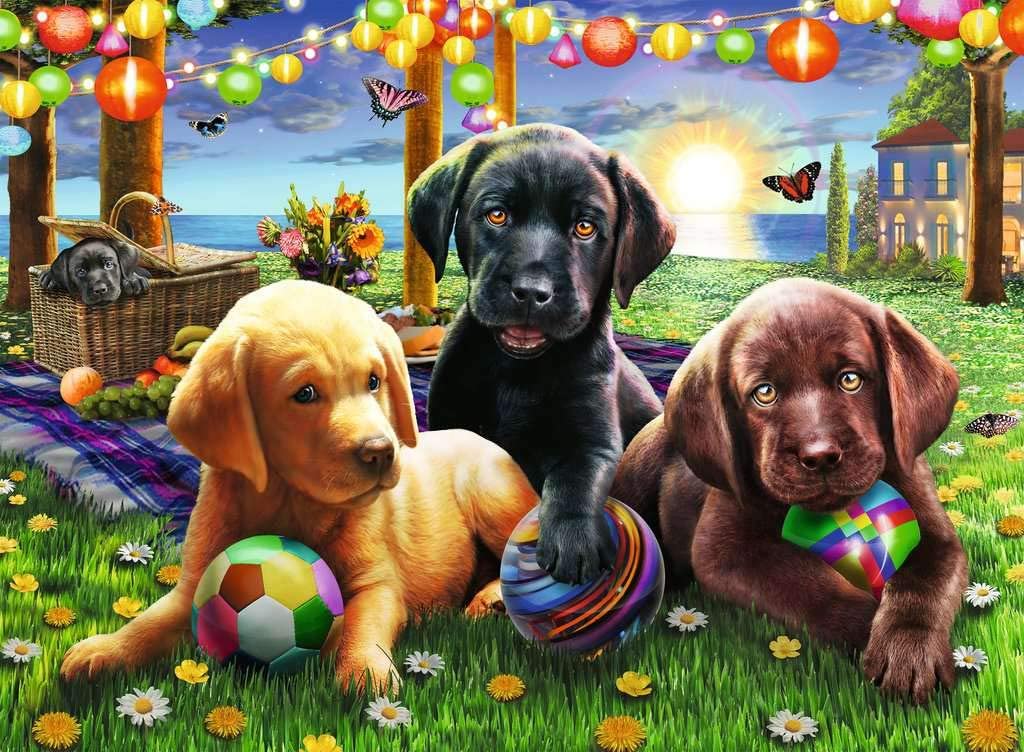Puppy Picnic 100 Piece Jigsaw Puzzle