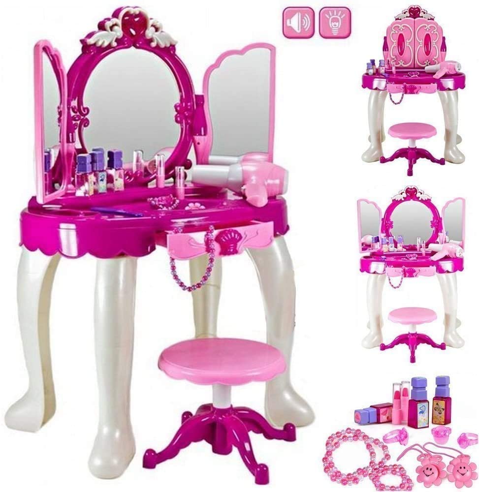 Unicorn vanity table on sale and stool set