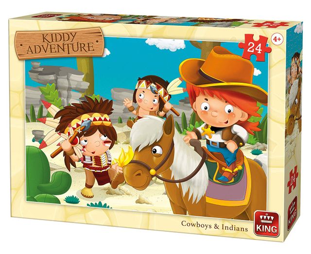 King 24 Piece Puzzle Kiddy Cowboys & Indians