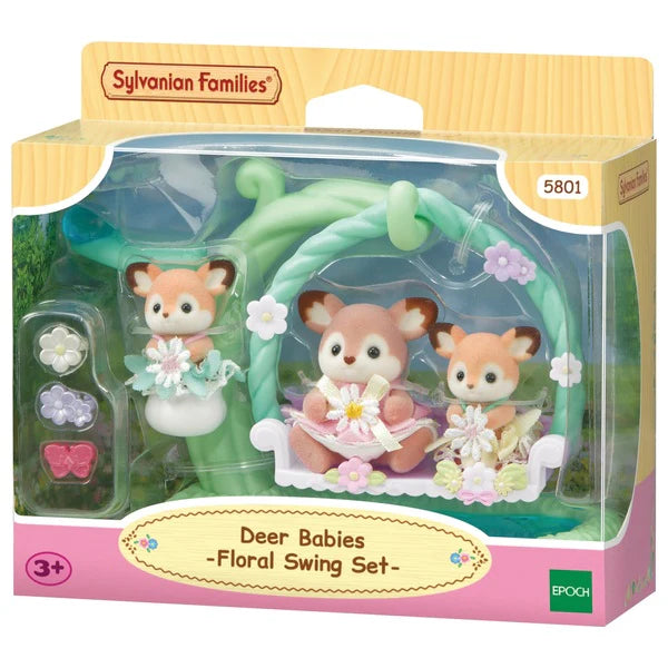 Sylvanian Deer Babies -Floral Swing Set
