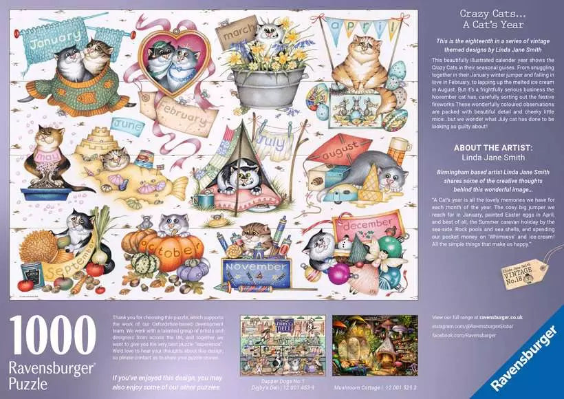 Crazy Cats: Cats Calendar 1000 Piece Jigsaw Puzzle