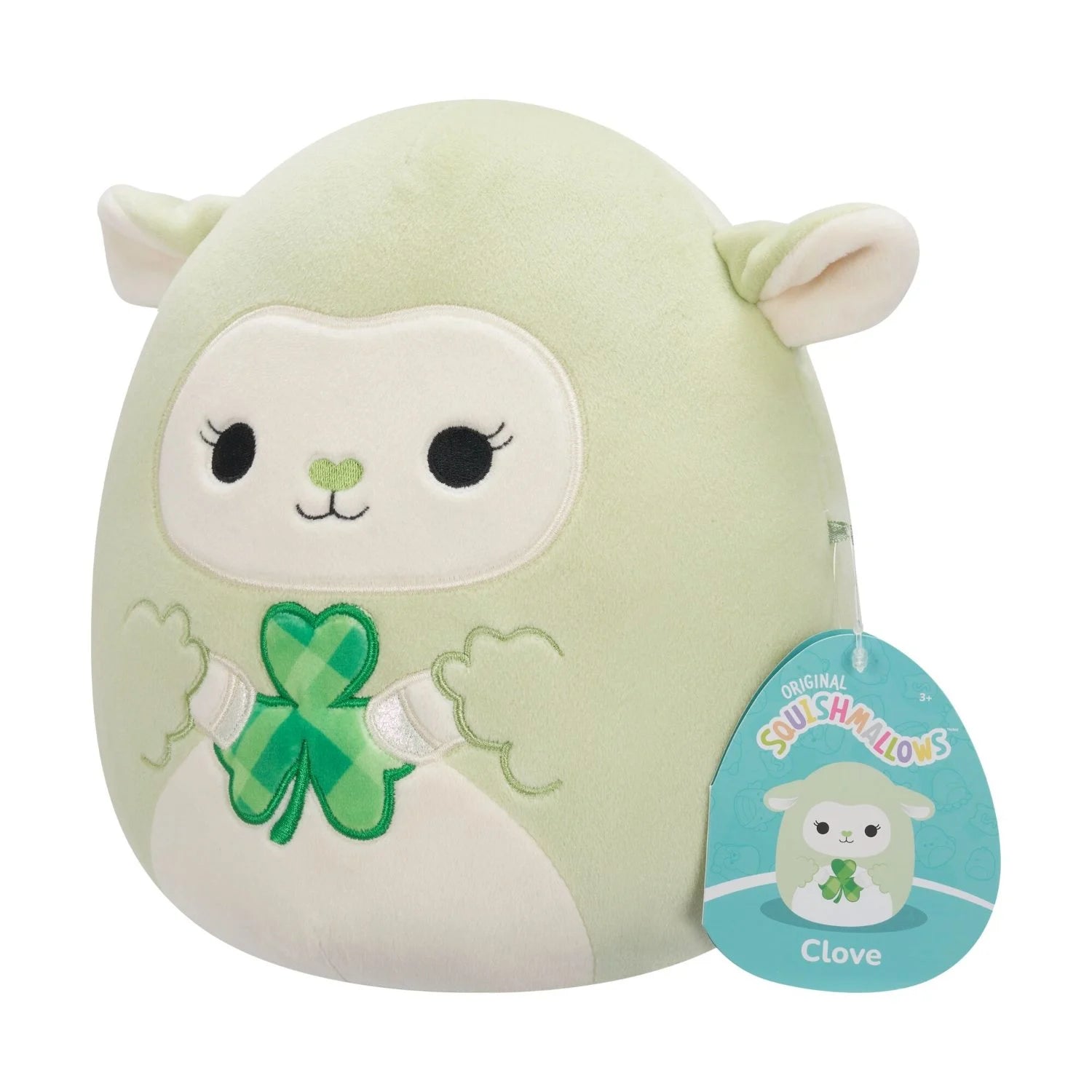 Squishmallows 20cm Clove The Green Lamb with Shamrock