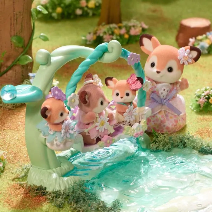 Sylvanian Deer Babies -Floral Swing Set