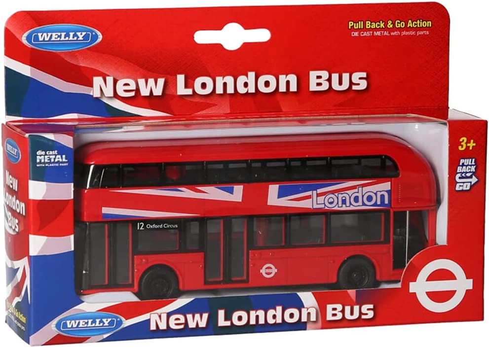 London Bus 1:72 Scale Die Cast Model Pull Back & Go Action