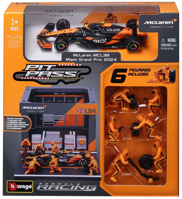 Bburago F1 McClaren MCL38 2024 & Pitt Pass Diorama - Norris